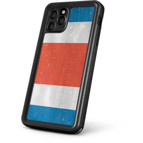 Costa Rican Flag Distressed iPhone 11 Pro Max Waterproof Case